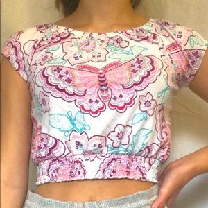 Girls cropped shirt floral&butterflies size 10/12